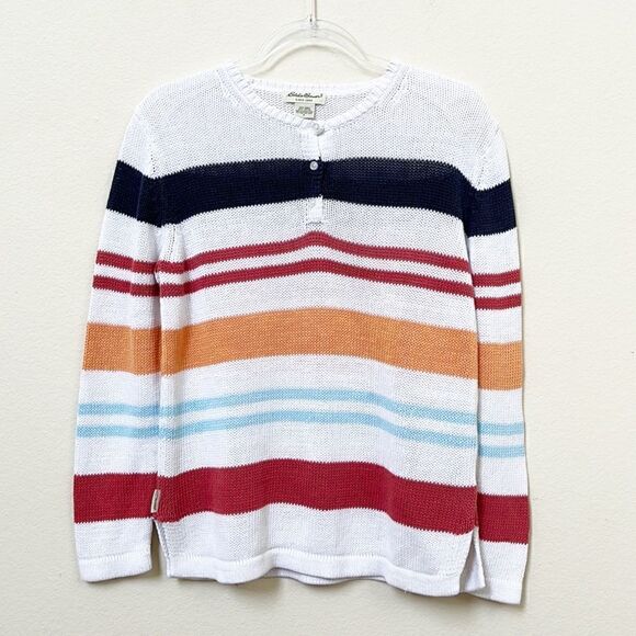 Eddie Bauer Knit Rainbow Stripe Pullover Sweater - Picture 1 of 7